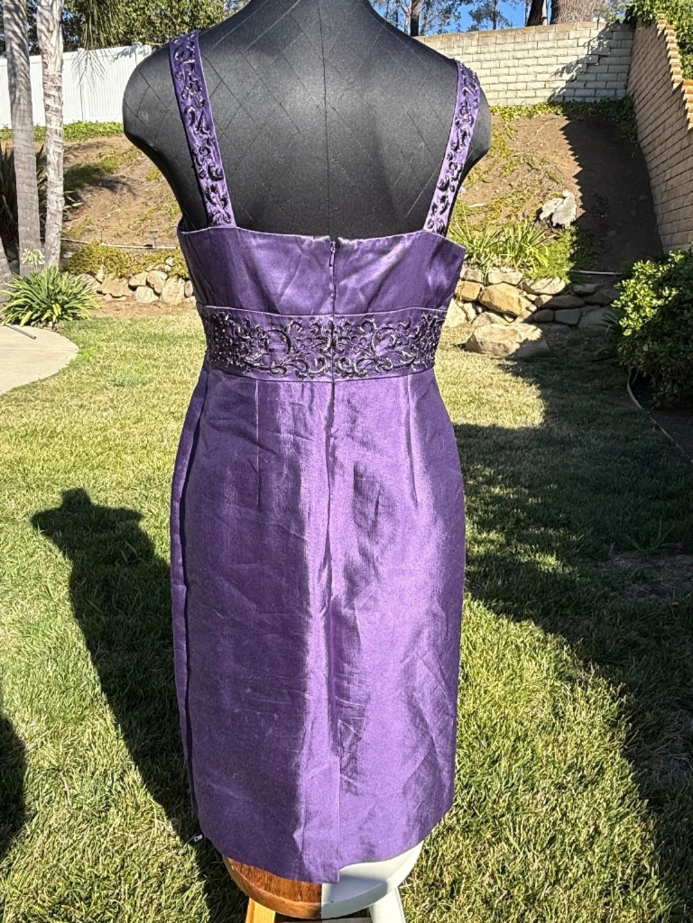 Adrianna Papell Occasions 100% Silk Beaded Midi Dress - Picture 5 of 8
